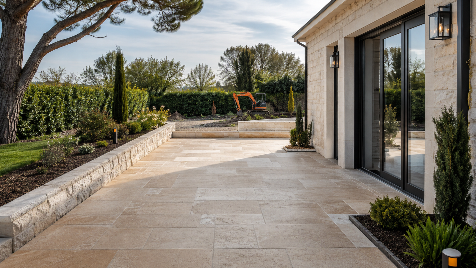 Terrasse dallée à Aménagement et finitions – chantier JRTP