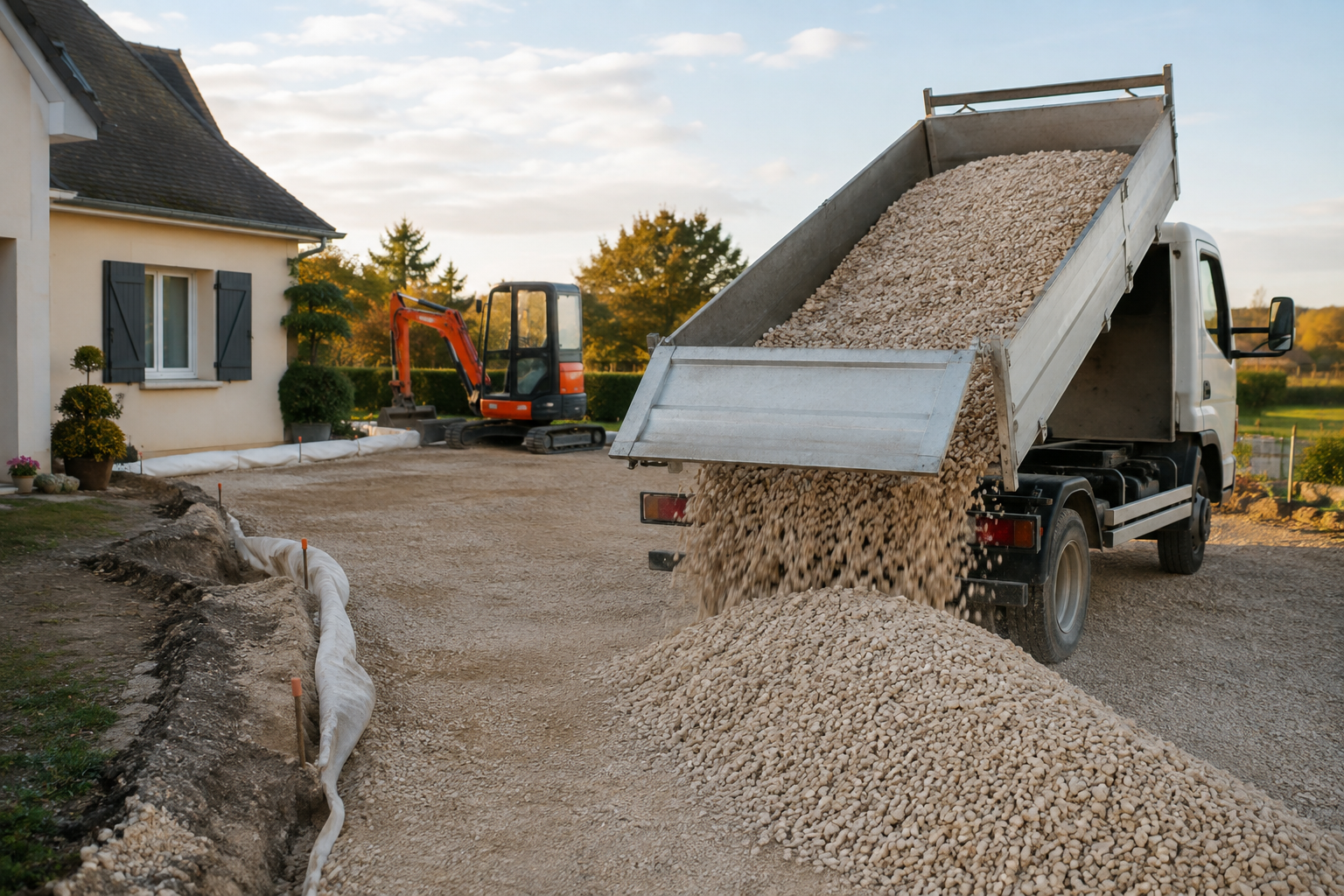 Livraison de calcaire pour un accès
