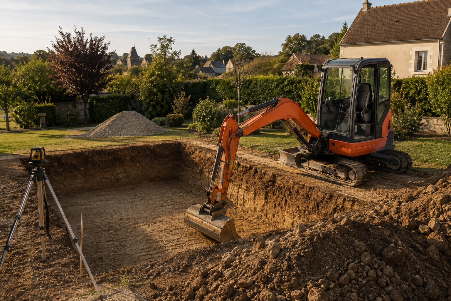 Terrassement de piscine à Excavation & niveaux – chantier JRTP