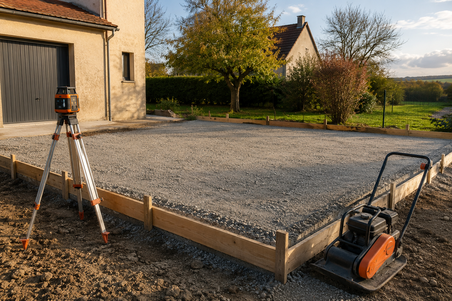 Plateforme pour dalle à Compactage & coffrage – chantier JRTP