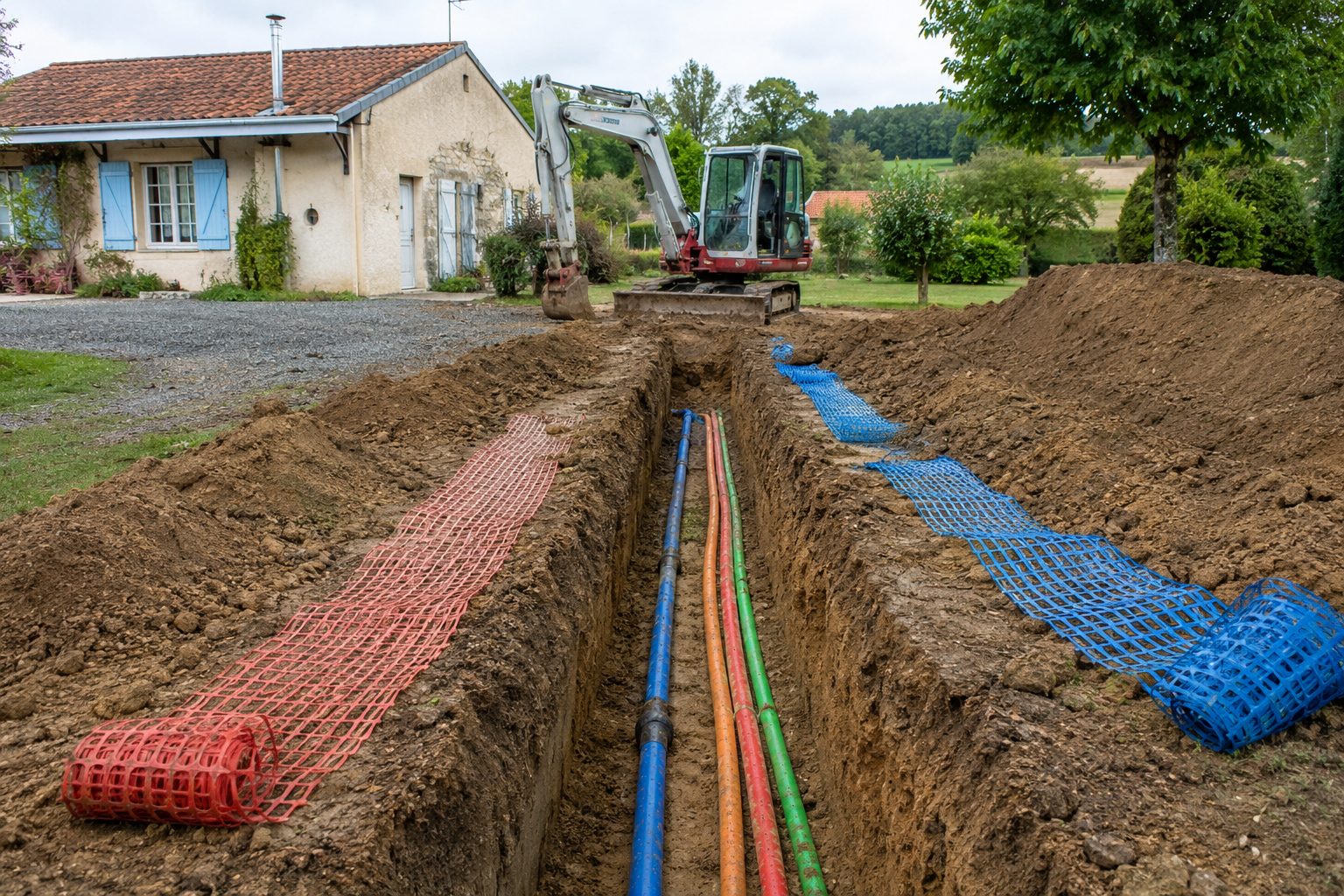 Tranchée technique à Réseaux enterrés – chantier JRTP